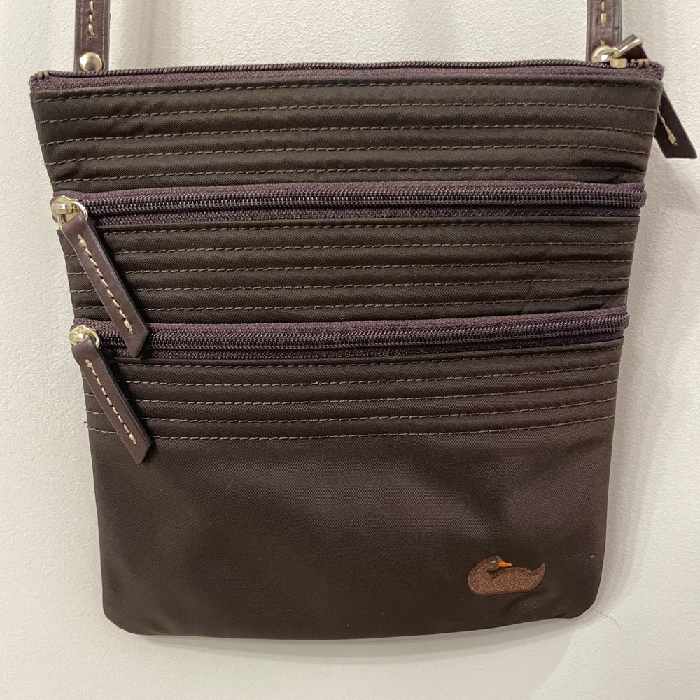 Dooney & Bourke Nylon Double Zipper Shoulder or Crossbody Bag with Pink Interior - Picture 2 of 7
